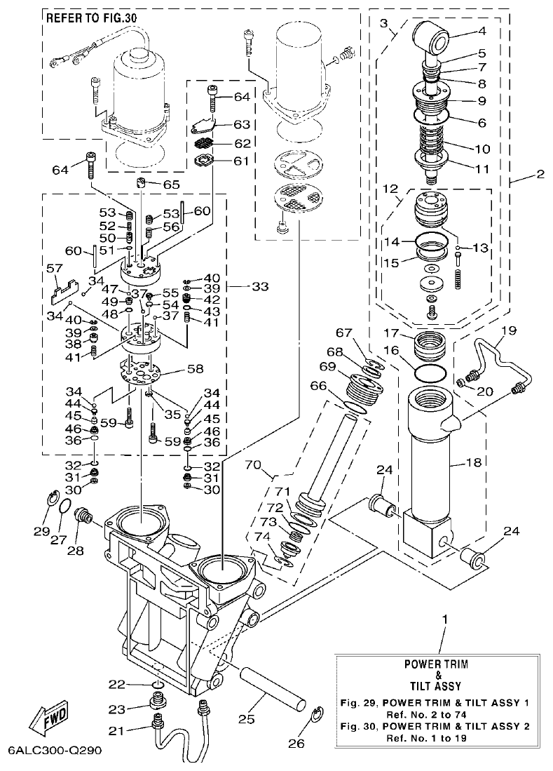 Yamaha F200CET, F225BET, FL200CET, FL225BET POWER TRIM & TILT ASSY 1 parts diagram